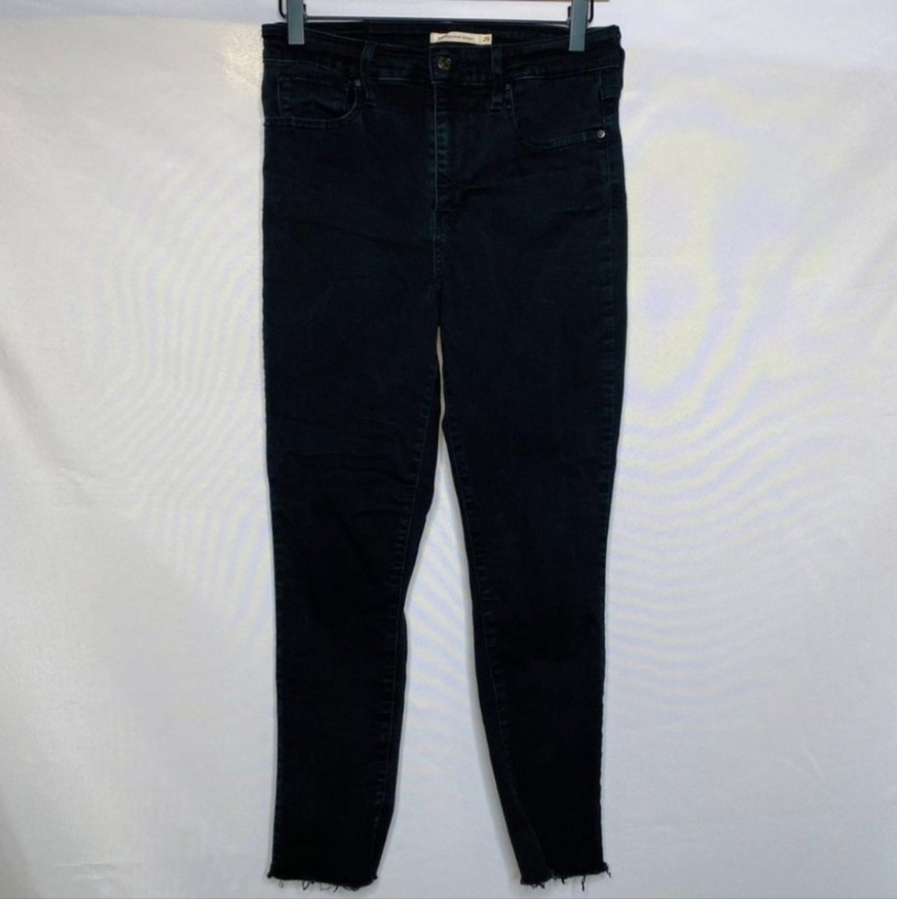 Levi’s 711 High Rise Skinny Charcoal Black Raw Hem Jeans 29” 8